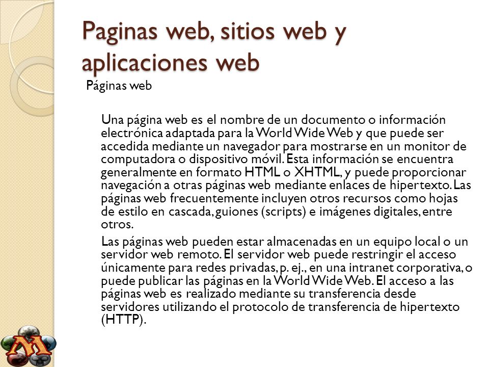 Paginas web, sitios web y aplicaciones web