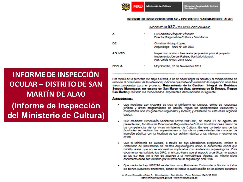 INFORME DE INSPECCIÓN OCULAR – DISTRITO DE SAN MARTÍN DE ALAO