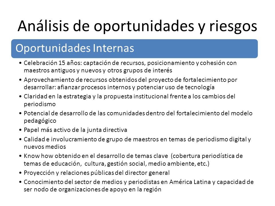 Análisis de oportunidades y riesgos