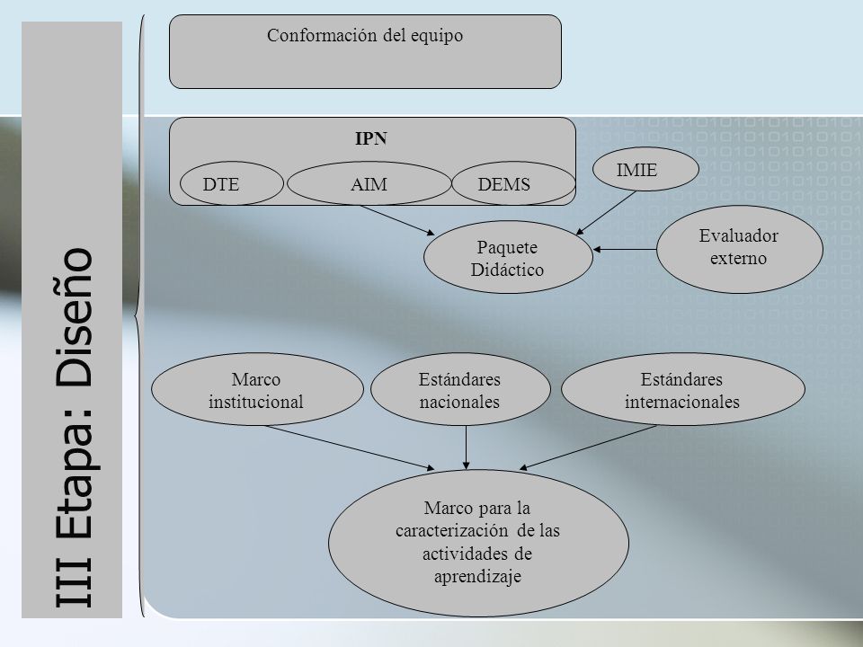 III Etapa: Diseño Conformación del equipo IPN IMIE DTE AIM DEMS