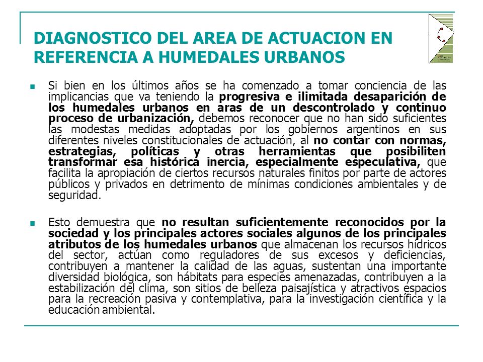 DIAGNOSTICO DEL AREA DE ACTUACION EN REFERENCIA A HUMEDALES URBANOS