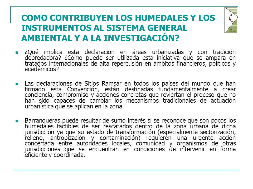 COMO CONTRIBUYEN LOS HUMEDALES Y LOS INSTRUMENTOS AL SISTEMA GENERAL AMBIENTAL Y A LA INVESTIGACIÓN