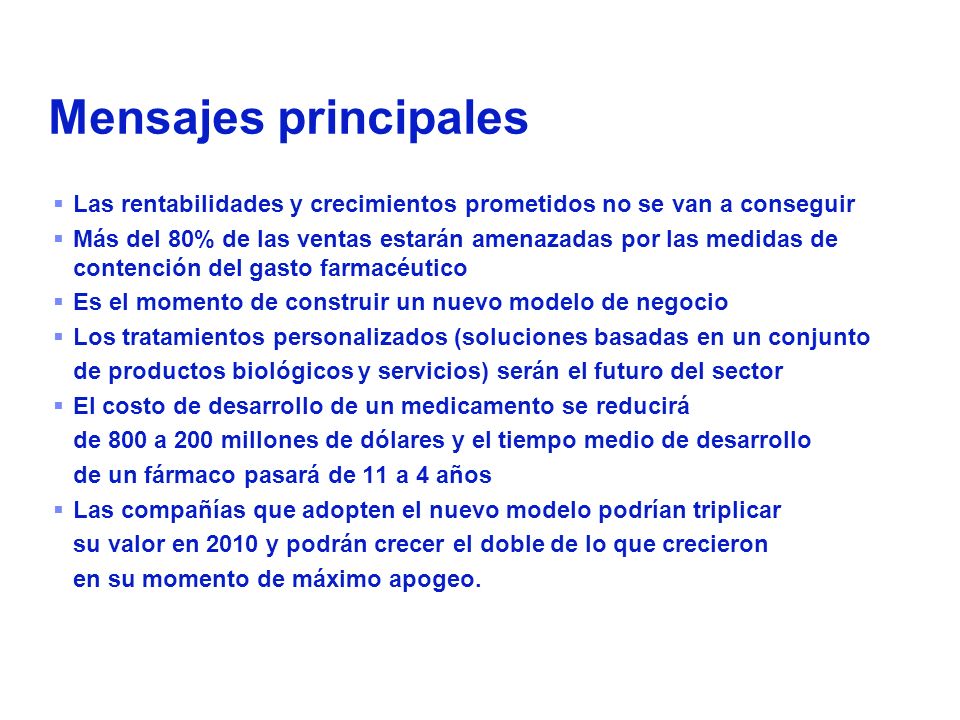 Mensajes principales Situation bleak – time for a fundamental rethink