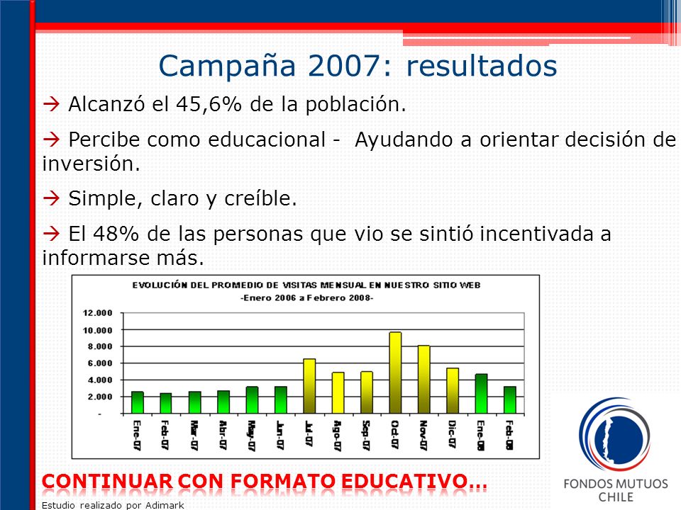 Campaña 2007: resultados  Alcanzó el 45,6% de la población.