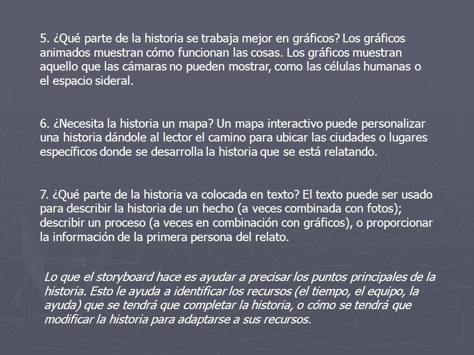 5. ¿Qué parte de la historia se trabaja mejor en gráficos
