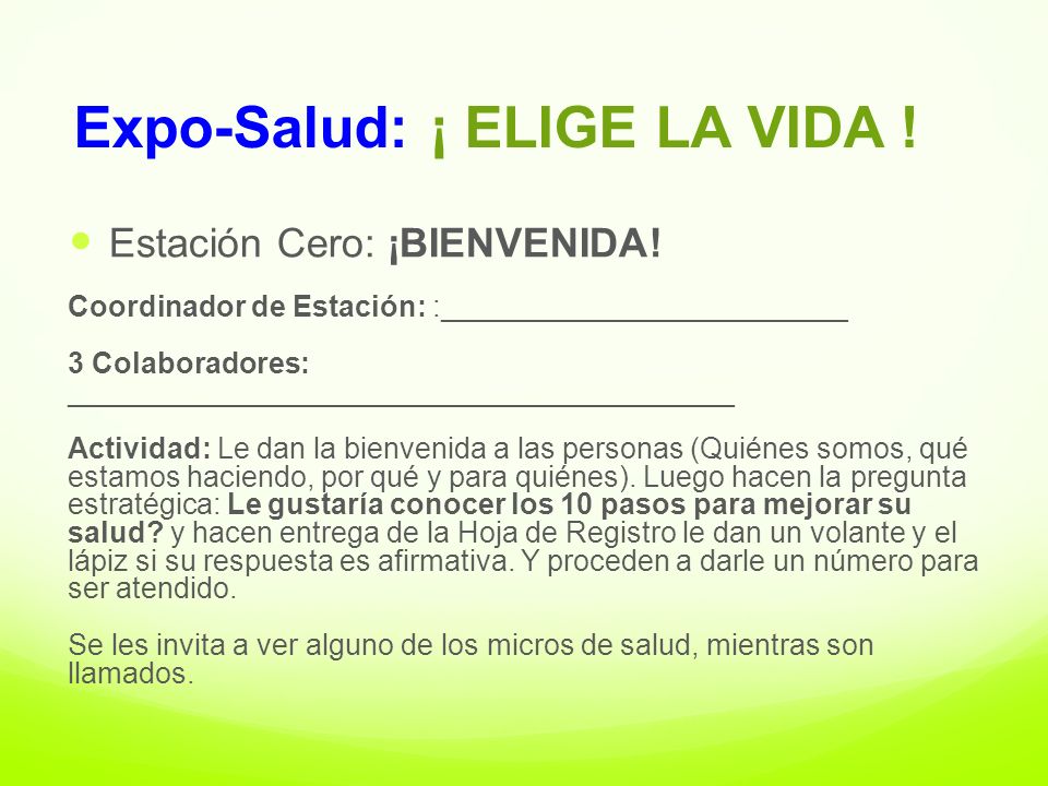 Expo-Salud: ¡ ELIGE LA VIDA !