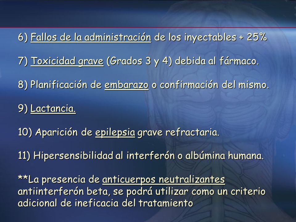 6) Fallos de la administración de los inyectables + 25%