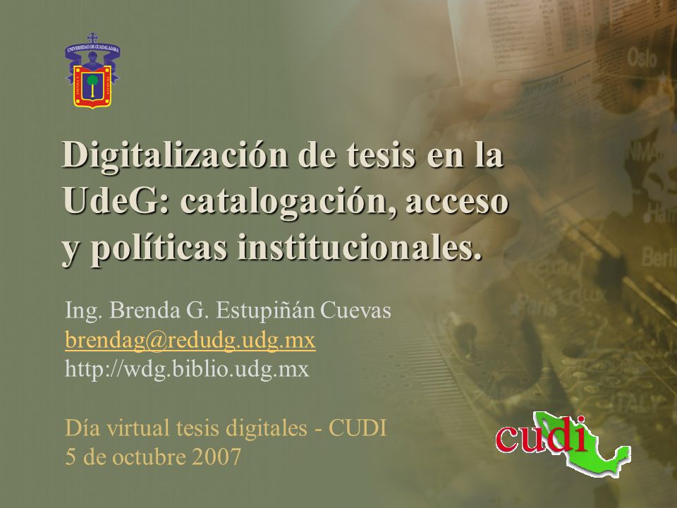 Digitalización de tesis en la UdeG: catalogación, acceso y políticas institucionales.
