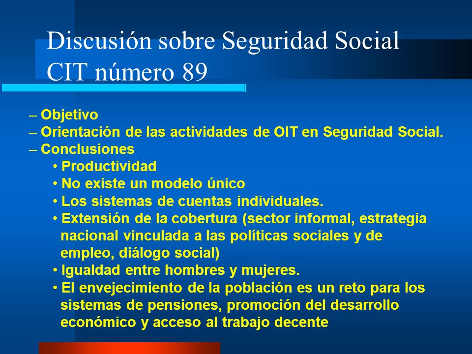 Discusión sobre Seguridad Social CIT número 89