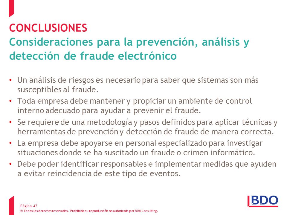 CONCLUSIONES Consideraciones para la prevención, análisis y detección de fraude electrónico