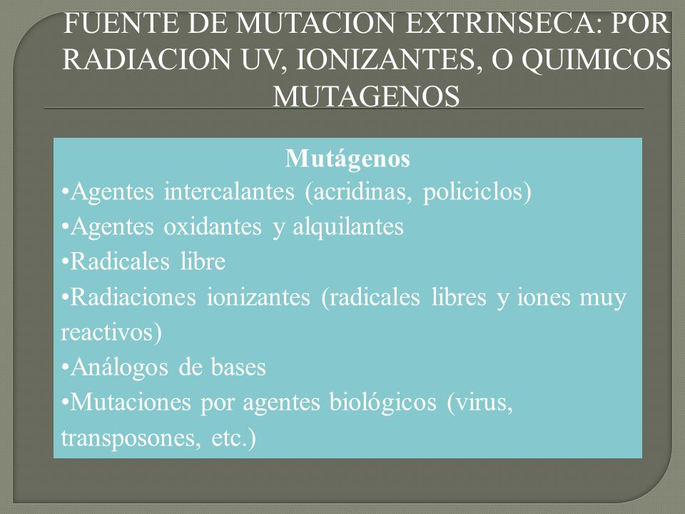 LA TASA OBSERVADA: DEPENDE DE LA EXPOSICION A RADIACIONES Y MUTAGENOS.