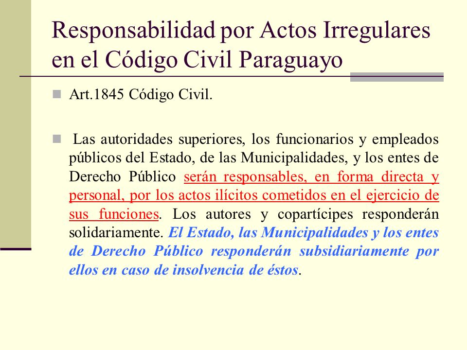 Responsabilidad por Actos Irregulares en el Código Civil Paraguayo