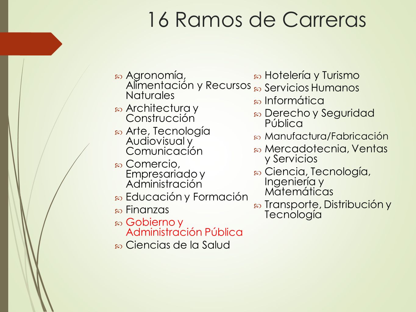 16 Ramos de Carreras Agronomía, Alimentación y Recursos Naturales
