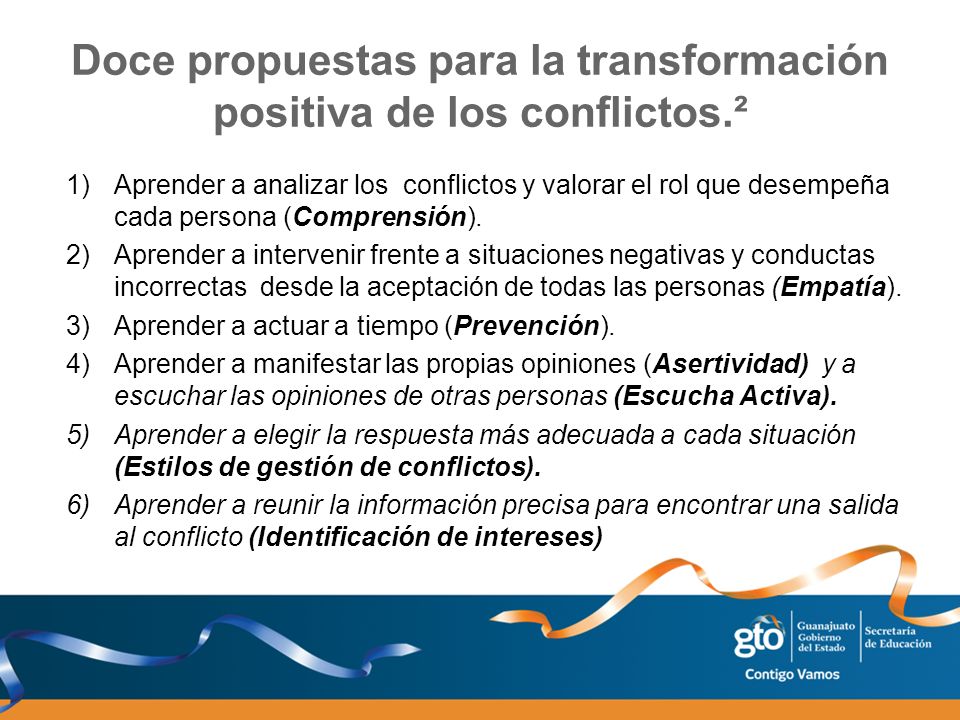 Doce propuestas para la transformación positiva de los conflictos.²