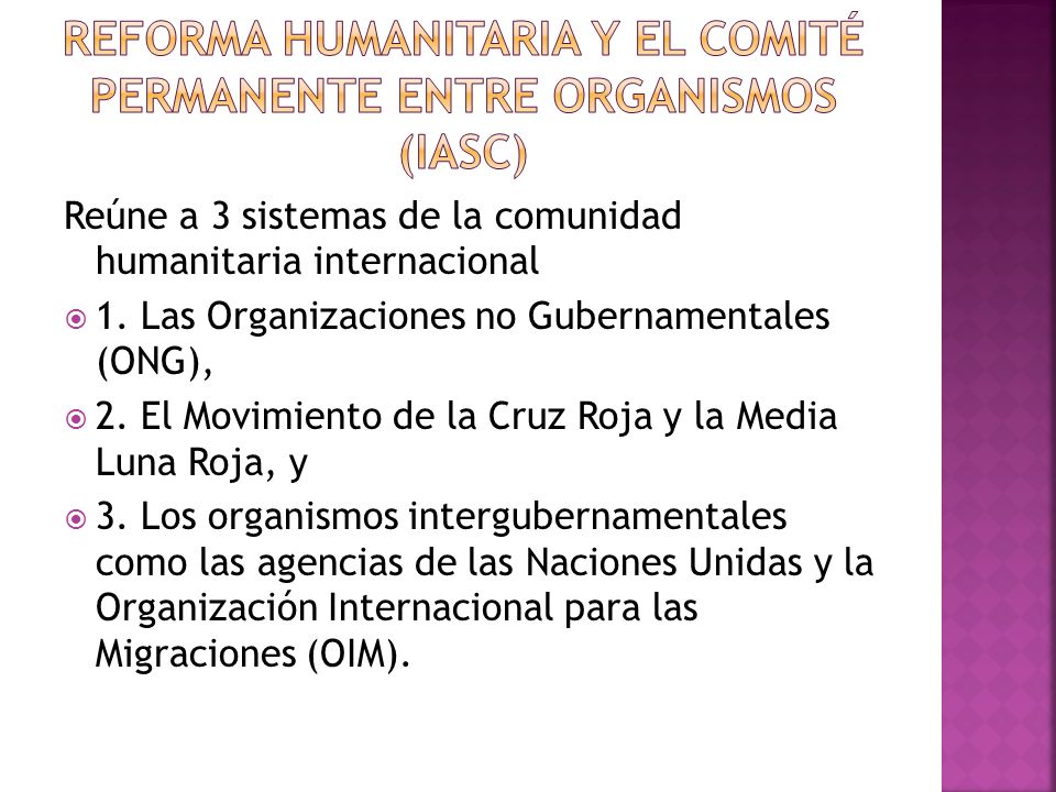 Reforma Humanitaria y el Comité Permanente entre Organismos (IASC)