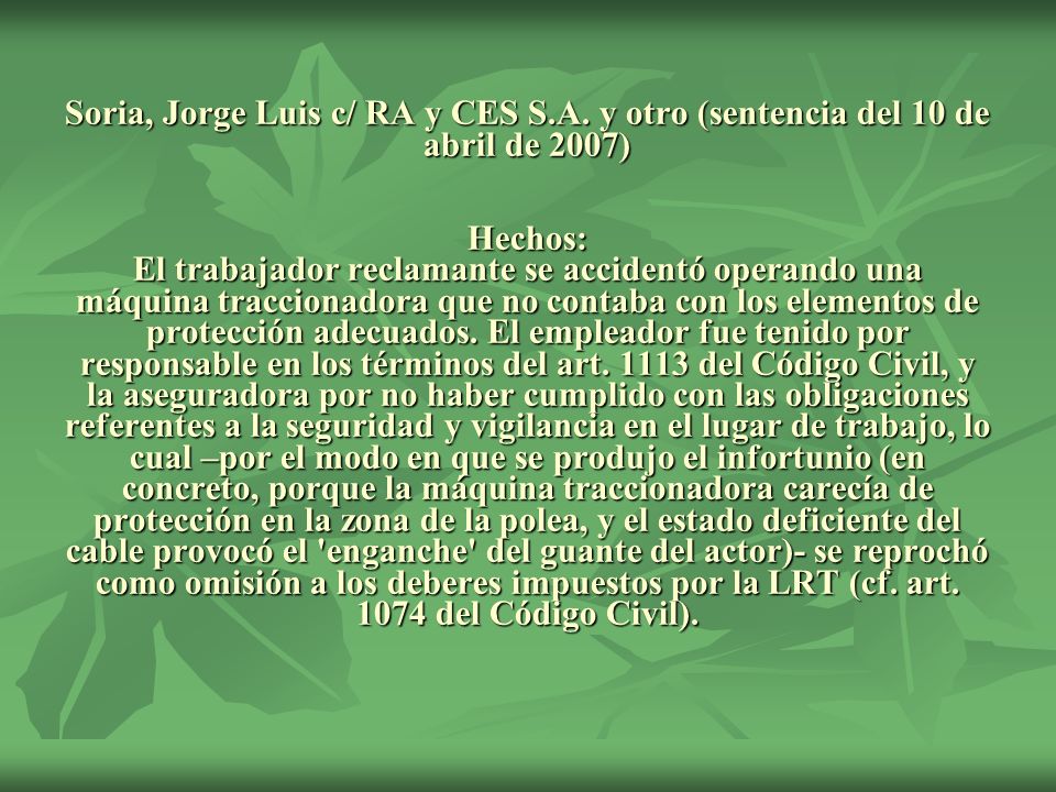 Soria, Jorge Luis c/ RA y CES S. A