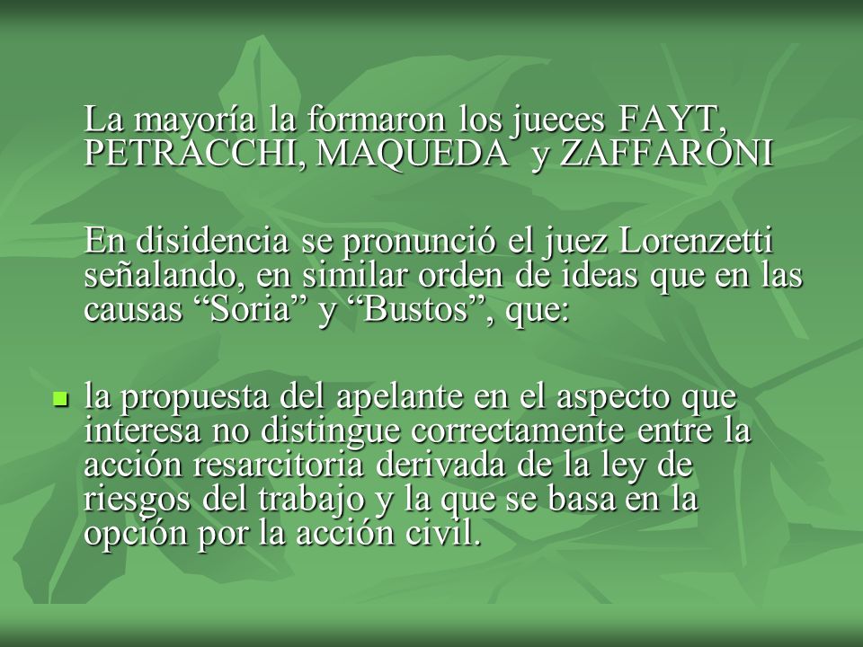 La mayoría la formaron los jueces FAYT, PETRACCHI, MAQUEDA y ZAFFARONI