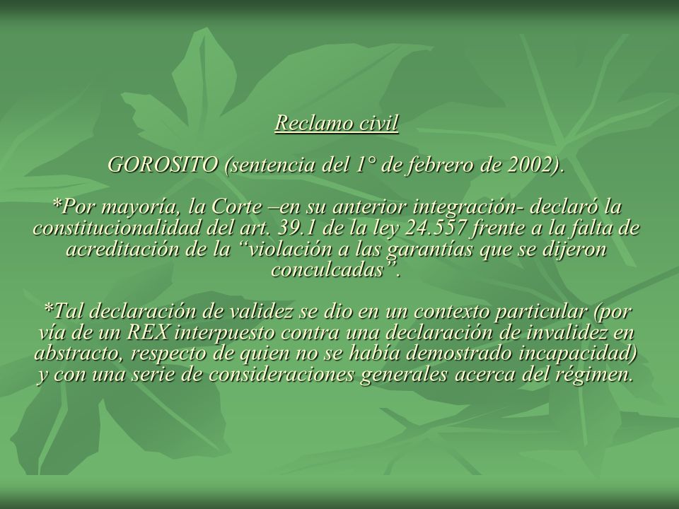 Reclamo civil GOROSITO (sentencia del 1° de febrero de 2002)