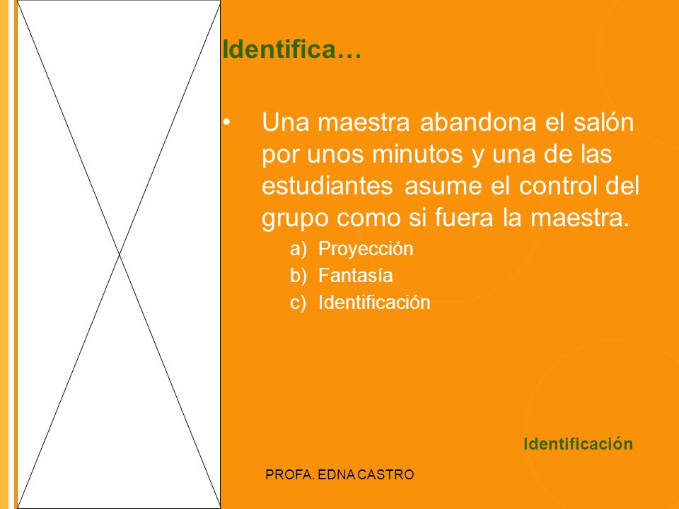 Identifica… Una maestra abandona el salón por unos minutos y una de las estudiantes asume el control del grupo como si fuera la maestra.