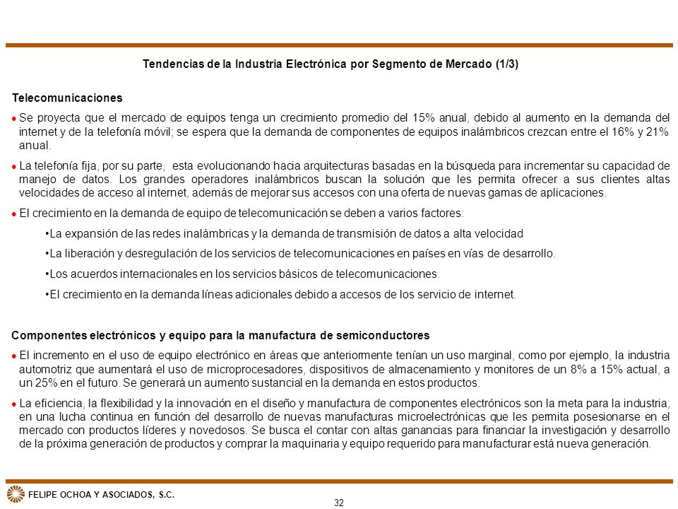 Tendencias de la Industria Electrónica por Segmento de Mercado (1/3)