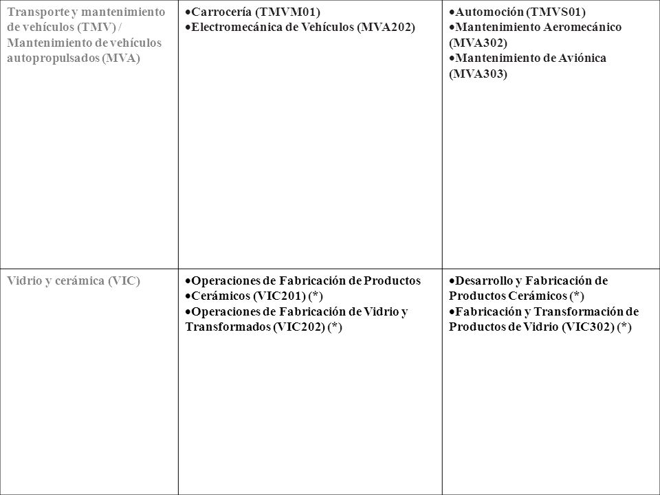 Transporte y mantenimiento de vehículos (TMV) / Mantenimiento de vehículos autopropulsados (MVA)