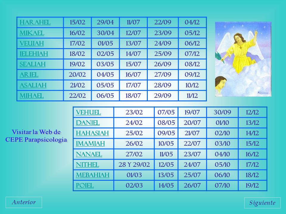 Visitar la Web de CEPE Parapsicologia Harahel 15/02 29/04 11/07 22/09
