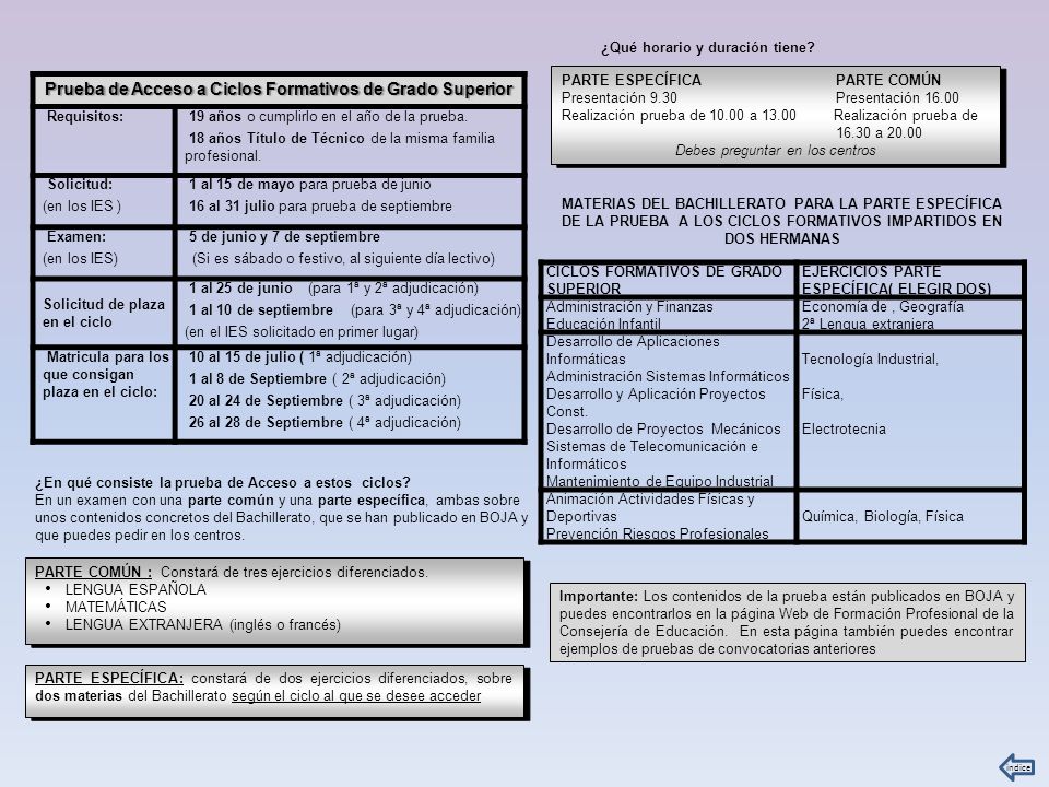 Prueba de Acceso a Ciclos Formativos de Grado Superior