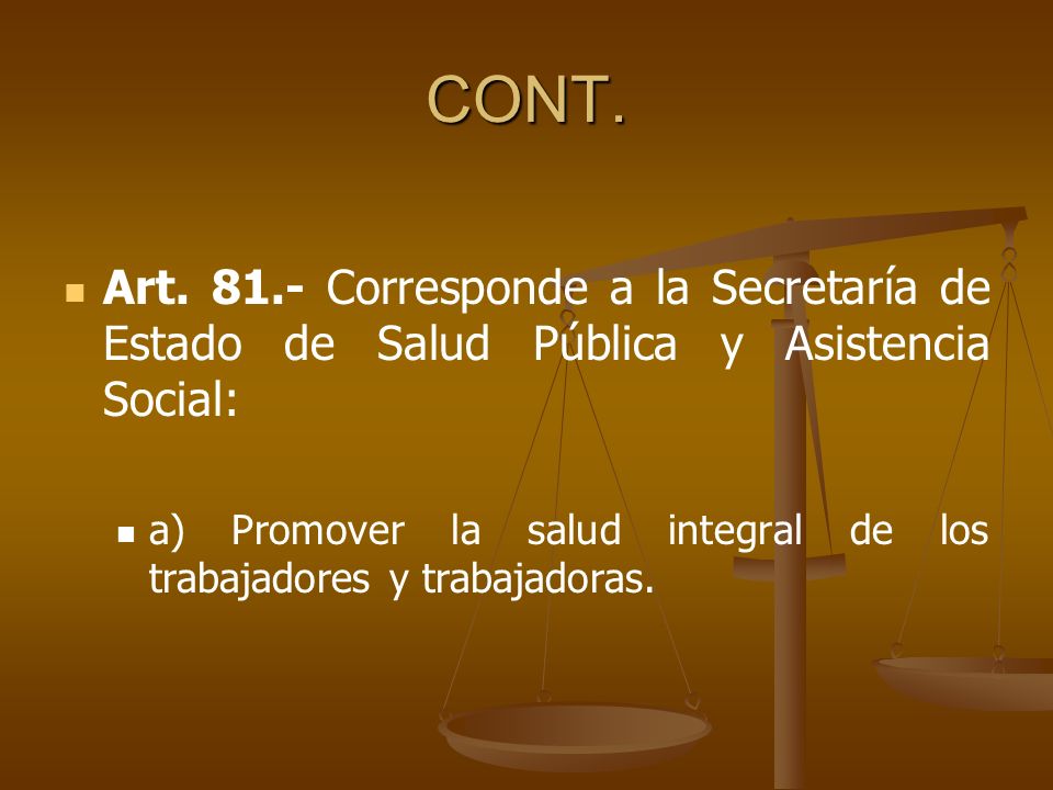 CONT. Art Corresponde a la Secretaría de Estado de Salud Pública y Asistencia Social: