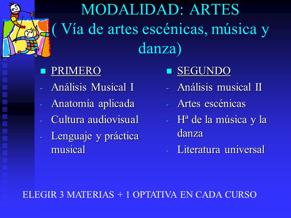 MODALIDAD: ARTES ( Vía de artes escénicas, música y danza)