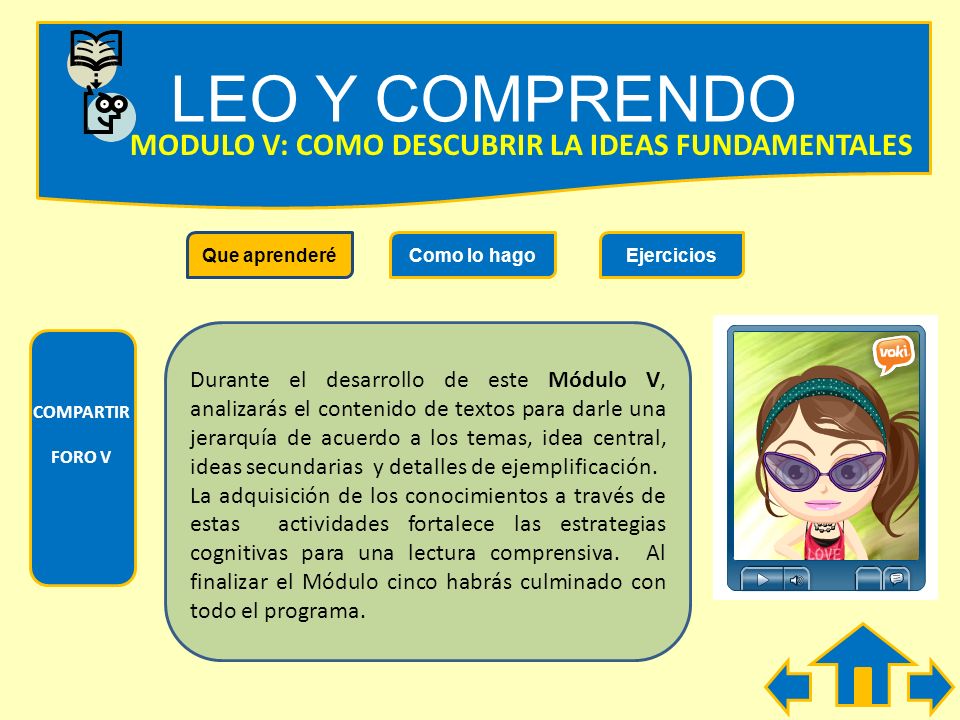LEO Y COMPRENDO MODULO V: COMO DESCUBRIR LA IDEAS FUNDAMENTALES