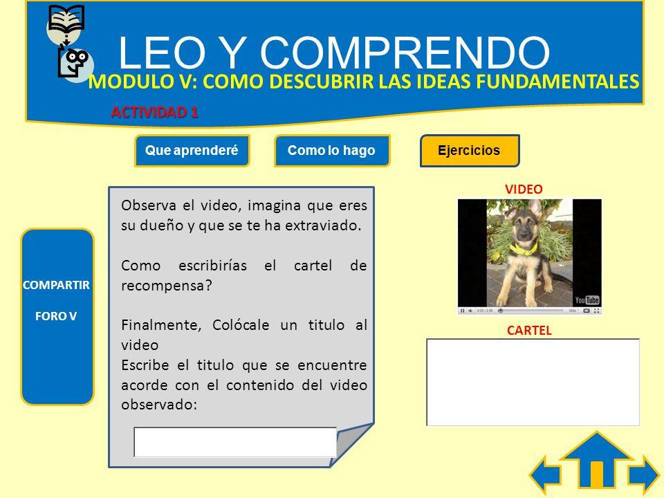 LEO Y COMPRENDO MODULO V: COMO DESCUBRIR LAS IDEAS FUNDAMENTALES