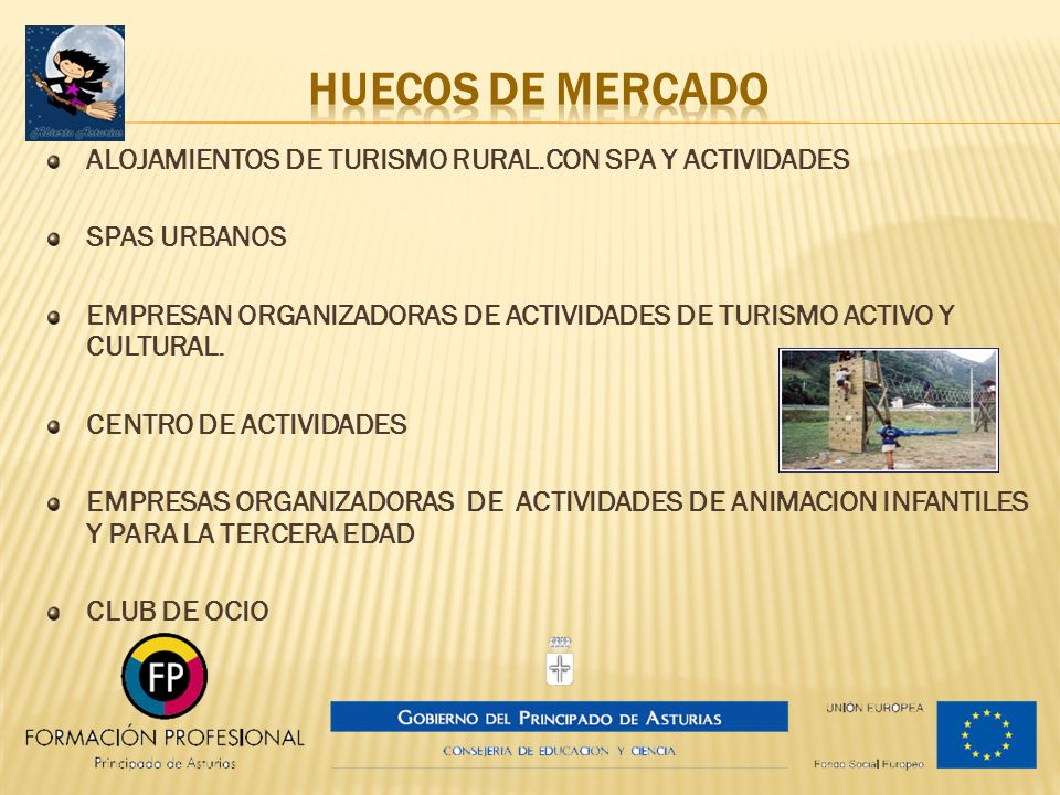 HUECOS DE MERCADO ALOJAMIENTOS DE TURISMO RURAL.CON SPA Y ACTIVIDADES
