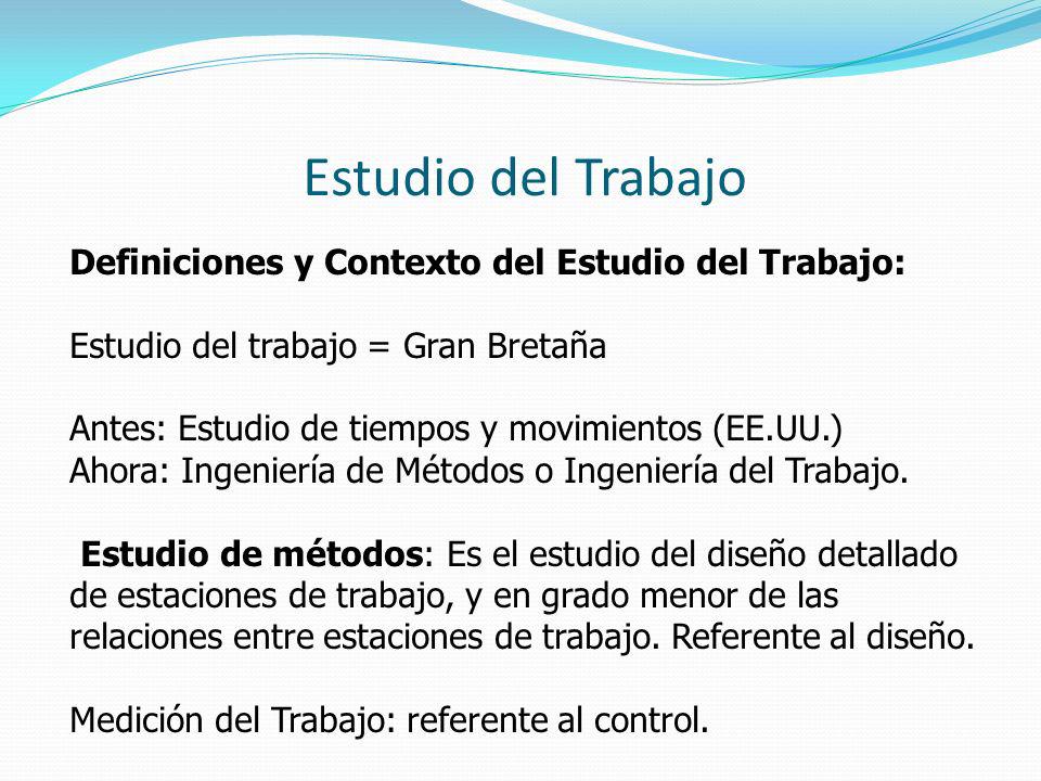 Estudio del Trabajo Definiciones y Contexto del Estudio del Trabajo: