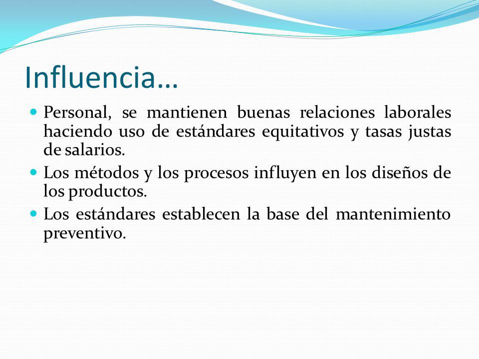 Influencia… Personal, se mantienen buenas relaciones laborales haciendo uso de estándares equitativos y tasas justas de salarios.
