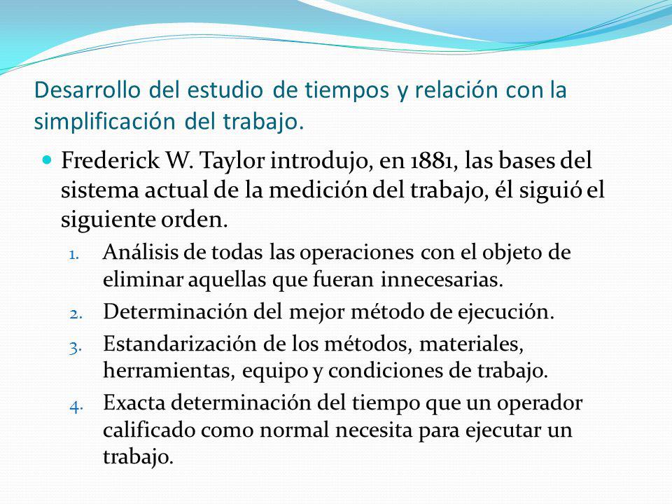 Desarrollo del estudio de tiempos y relación con la simplificación del trabajo.
