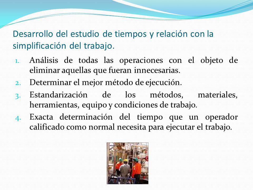 Desarrollo del estudio de tiempos y relación con la simplificación del trabajo.
