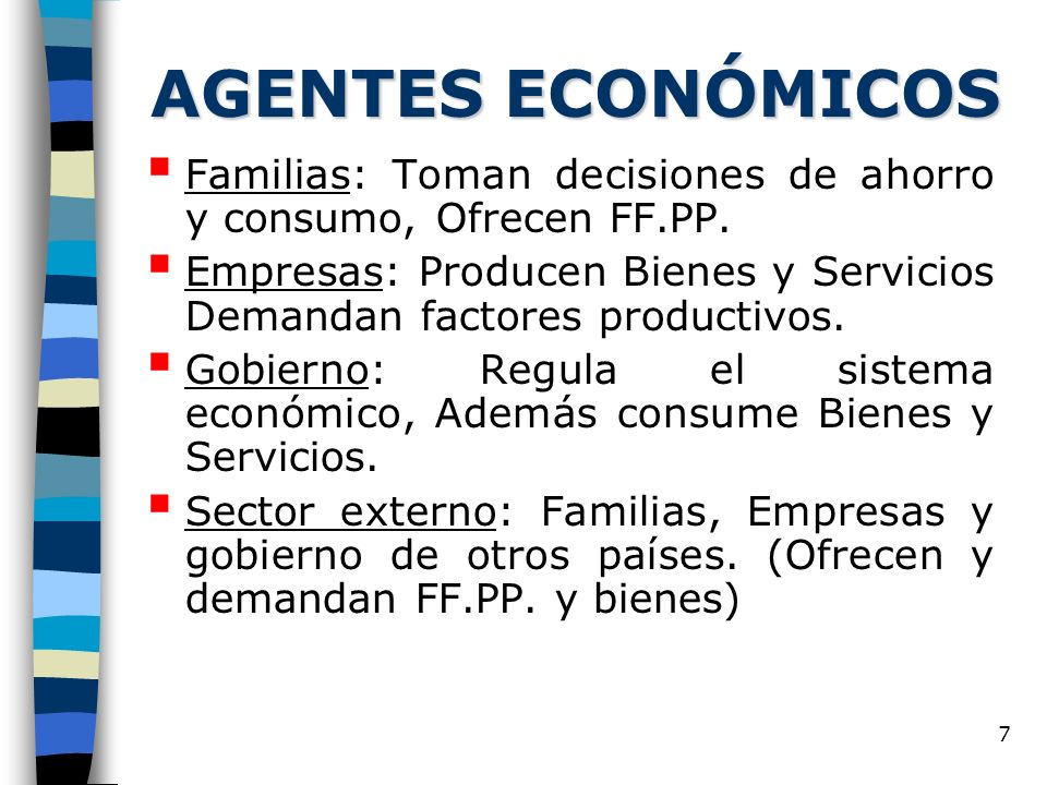 AGENTES ECONÓMICOS Familias: Toman decisiones de ahorro y consumo, Ofrecen FF.PP.