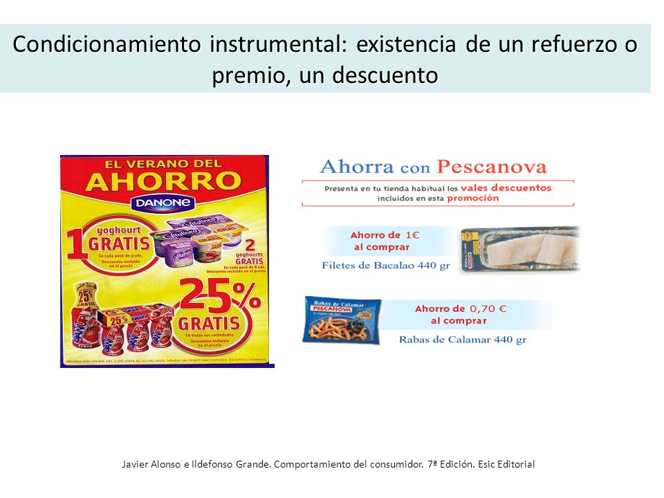 Condicionamiento instrumental: existencia de un refuerzo o premio, un descuento
