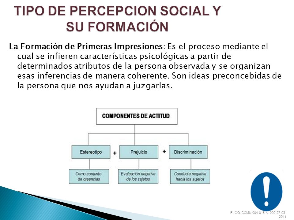 TIPO DE PERCEPCION SOCIAL Y SU FORMACIÓN