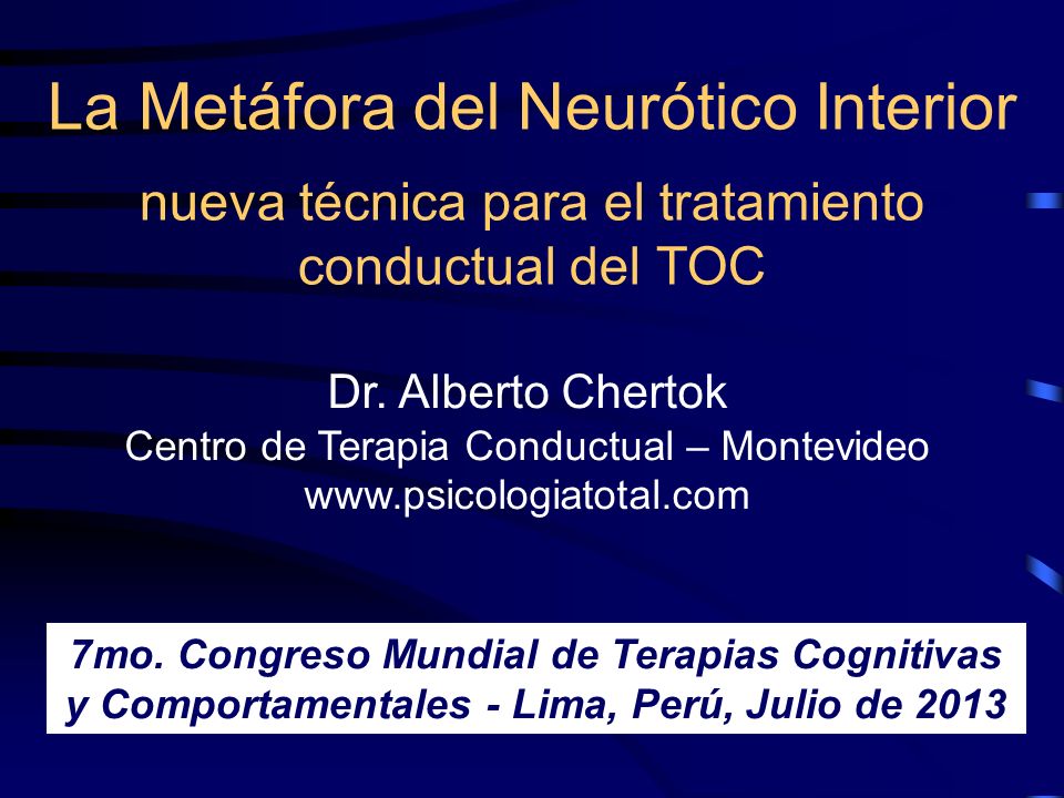 La Metáfora del Neurótico Interior nueva técnica para el tratamiento conductual del TOC