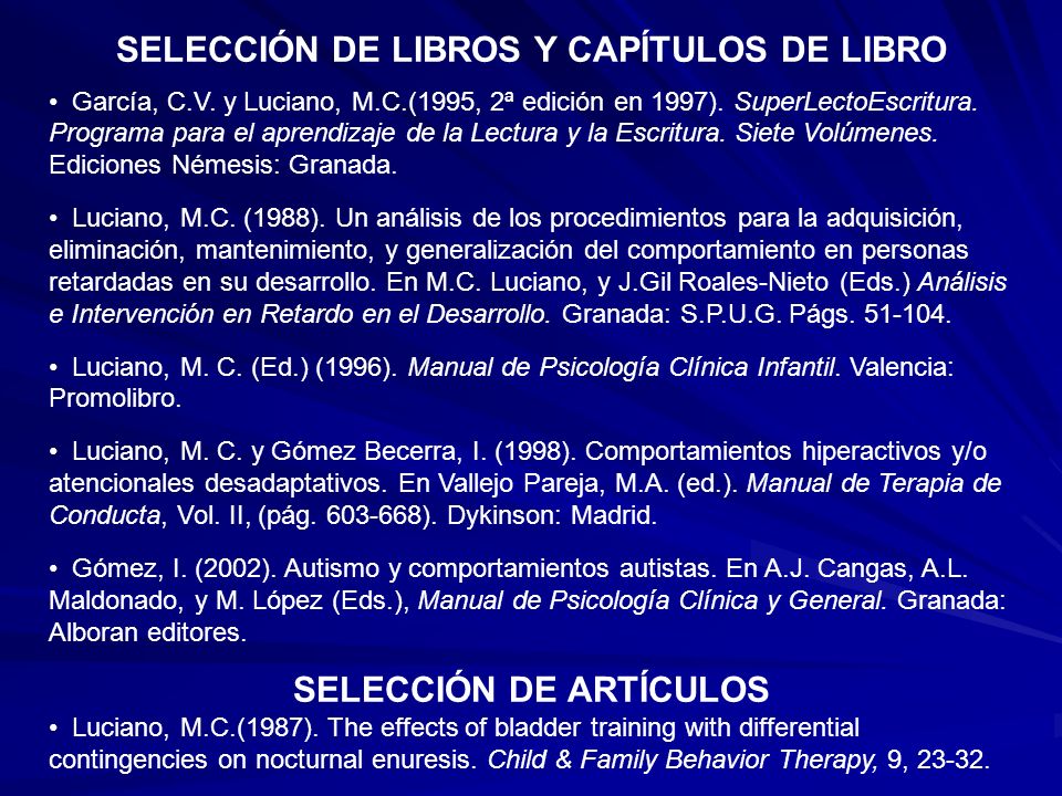 SELECCIÓN DE LIBROS Y CAPÍTULOS DE LIBRO SELECCIÓN DE ARTÍCULOS