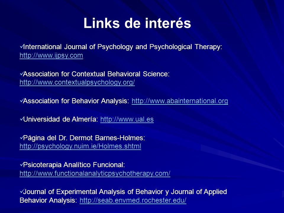 Links de interés International Journal of Psychology and Psychological Therapy: