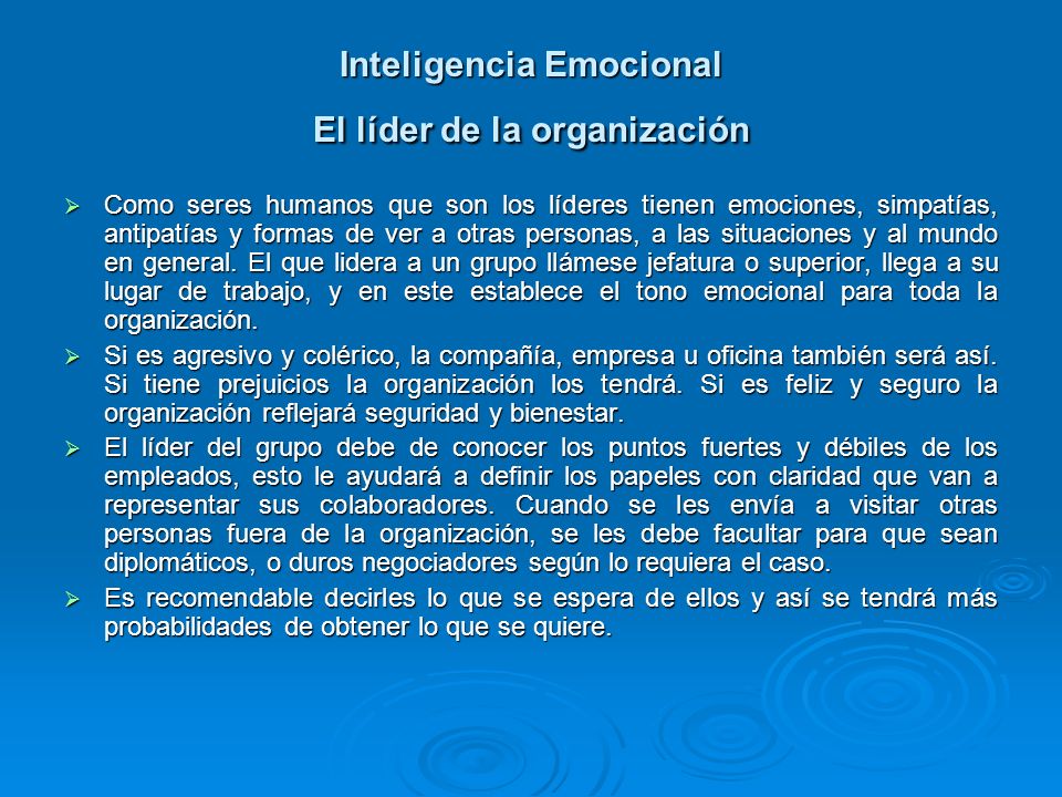 Inteligencia Emocional El líder de la organización
