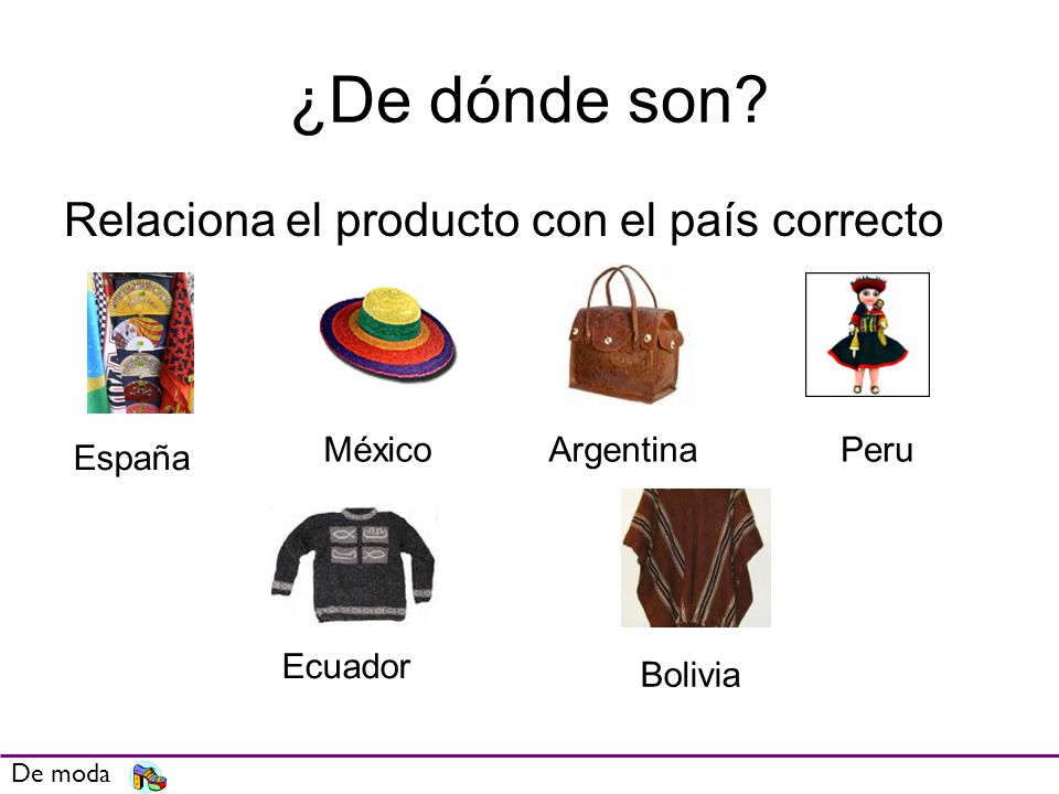 ¿De dónde son Relaciona el producto con el país correcto México