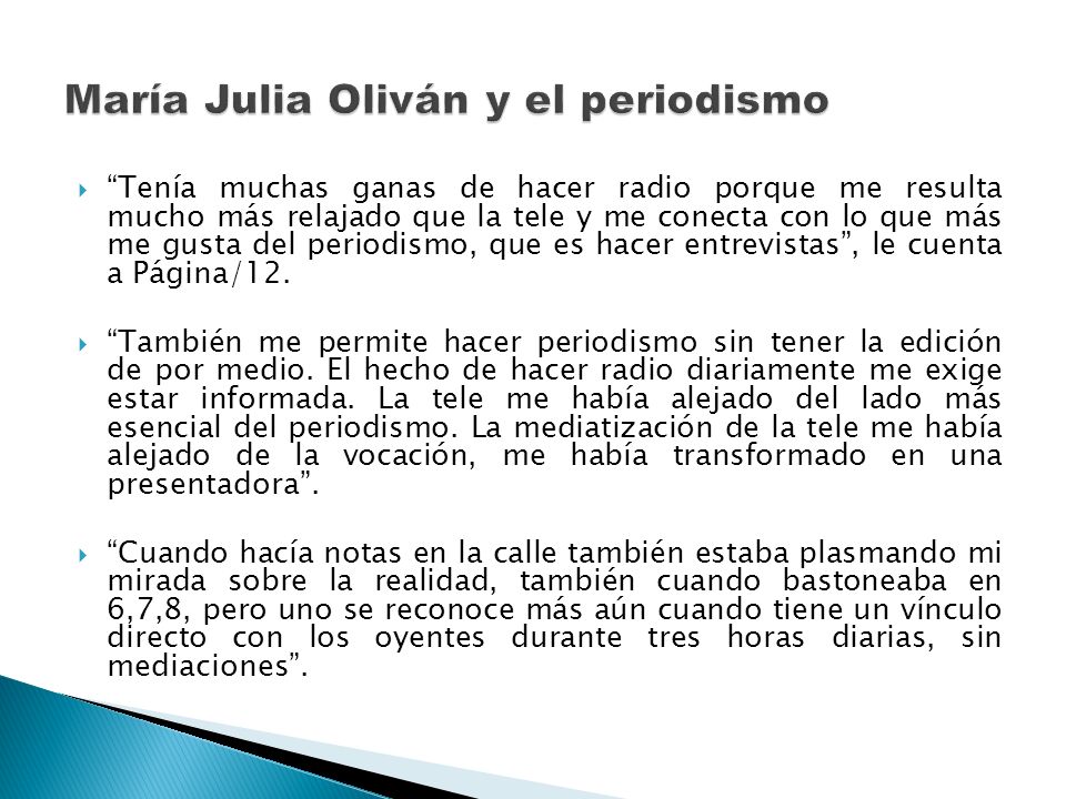 María Julia Oliván y el periodismo
