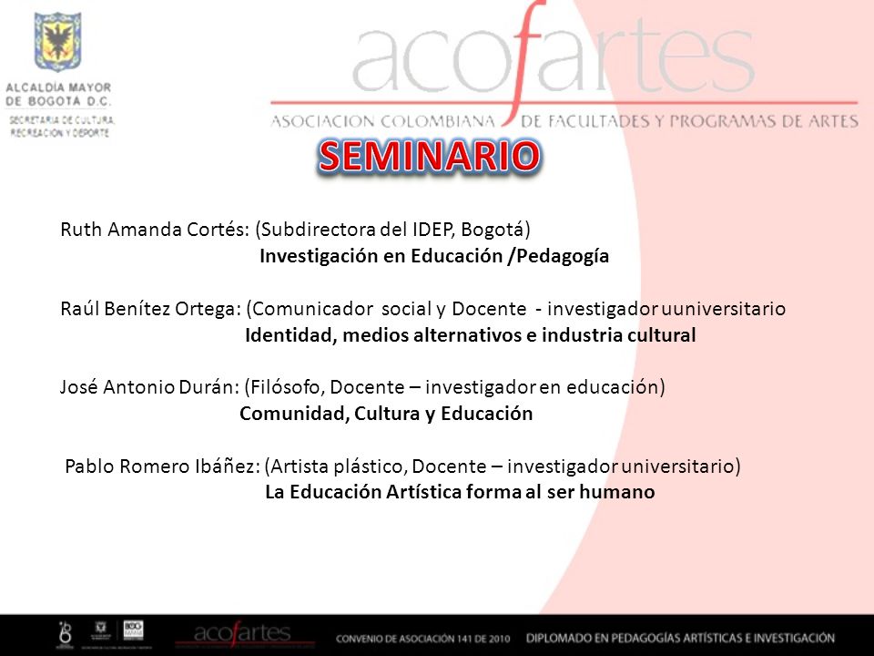 SEMINARIO Ruth Amanda Cortés: (Subdirectora del IDEP, Bogotá)