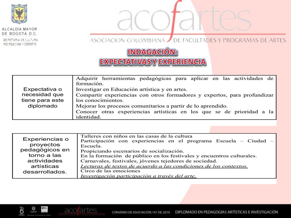 EXPECTATIVAS Y EXPERIENCIA