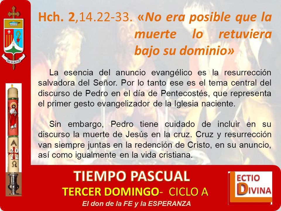 TIEMPO PASCUAL TERCER DOMINGO- CICLO A. El don de la FE y la ESPERANZA.