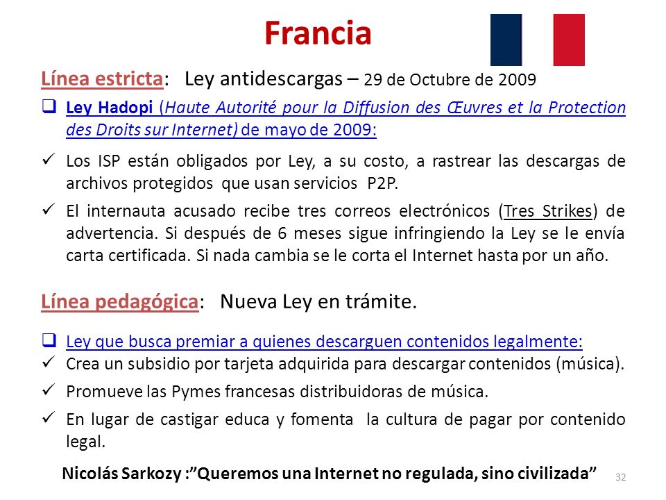 Francia Línea estricta: Ley antidescargas – 29 de Octubre de 2009