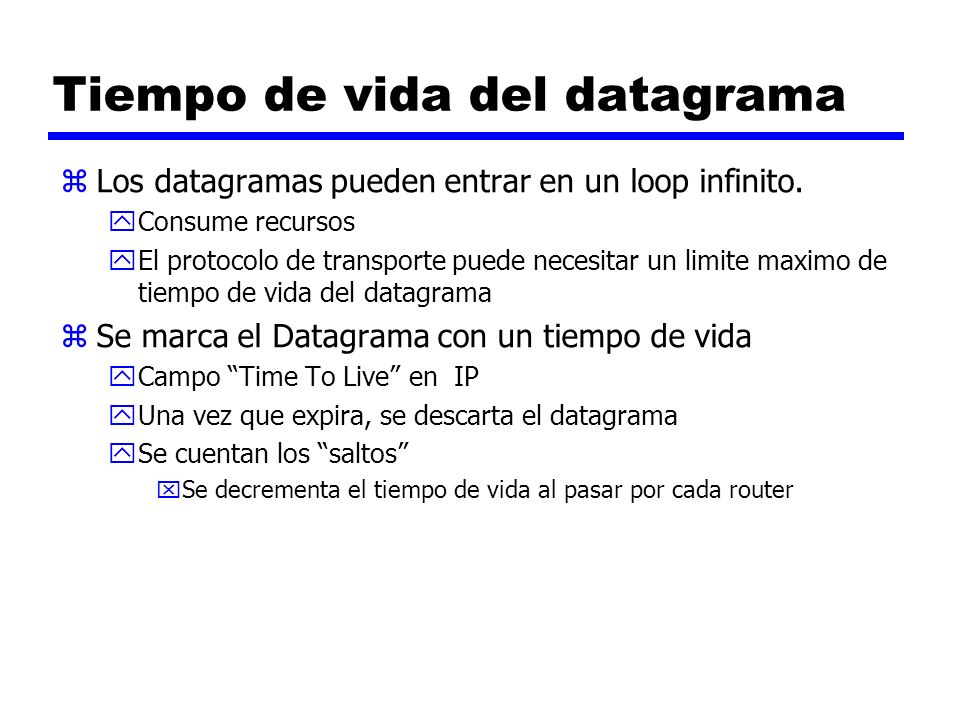 Tiempo de vida del datagrama